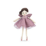 Moulin Roty Les fées Little Fairy Doll Isaline, 26 cm, with a dark velvet bun and a lilac dress