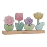 Little Dutch Fairy Garden Wooden Stacking Flower Puzzle, a 24.6cm pink wooden holder with four stacking flowers