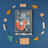 Children's wooden puzzle game called  'The Fox & The Mouse' by Londji on a blue background with wooden shapes surrounding it.