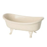 Small  Maileg cream-colored bathtub with legs on a white background
