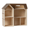 Maileg Wooden dollhouse with brown roof on a white background