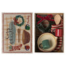 Set of Christmas-themed items including a mug, spoon, and wreath in a decorative box.