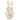 Crocheted bunny toy with colorful flower patterns on a white background