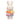 Crocheted toy rabbit with a colorful striped sweater on a white background
