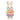 Crocheted bunny toy with a colorful dress on a white background