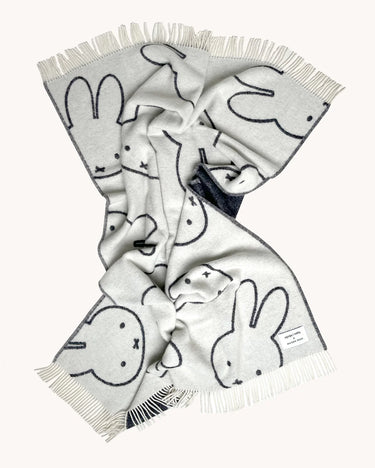 Maison Deux Miffy Wool Blanket, White Black
