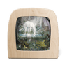 Toverlux Enchanted Forest silhouette by Mhairi Hellbrandt, 19 × 19 cm, a white horse in dark woods