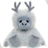Charlie Bears Oomph, a 25cm yeti in blue plush tipped with white, with small antler-shaped horns and big paws