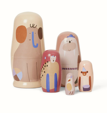 Ferm Living, Critter Nesting Dolls - Multi Coloured