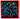 Colorful abstract art piece with geometric shapes on a black background, framed in orange acrylic.