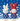 Two crocheted rabbit toys with blue dresses and red hats on a floral background
