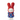 Crocheted rabbit toy with red hood and blue dress on a white background