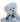 A light blue plush teddy bear with a gray and white plaid scarf, photographed against a solid white background.