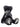 Charlie Bears Sebastian, a 58cm bear in navy, grey and black plush with a grey and black diamond-pattern scarf