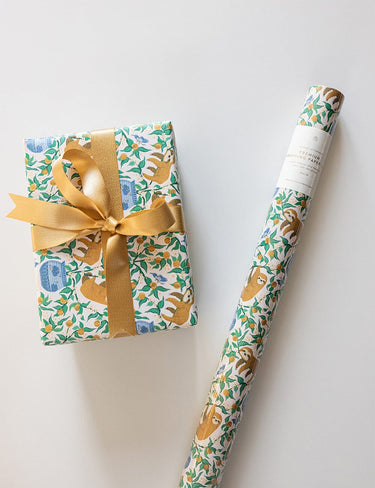 Bespoke Letterpress Gift Wrap Roll 3m - Sloth