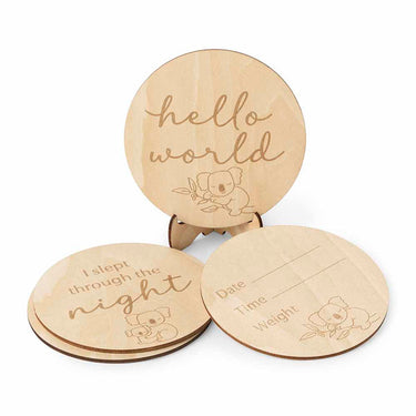 Snuggle Hunny Wooden Milestone Cards, Gumleaf