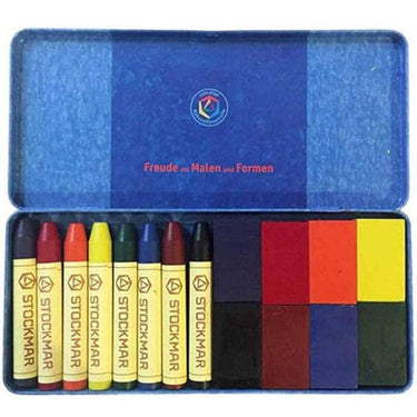 Stockmar Wax Crayon Combo - 8 Sticks and 8 Blocks in Tin