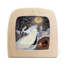 Toverlux lamp featuring a winter scene with a white haired lady, an owl, and fox under the moonlight.