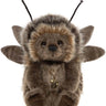 Plush toy resembling a bear with insect wings and antennae on a white background