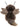 Plush toy resembling a bee with brown fur and black antennae on a white background