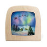Toverlux Aurora Sleighride silhouette by Vogel Geluk, 19 × 19 cm, a sleigh under the northern lights