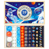 Billes & Co 59-piece Space Mission marbles, with a space-themed illustrated lid.