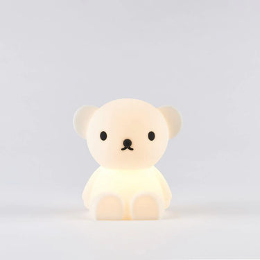 Cute bear-shaped night light on a white background