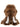 A brown plush woolly mammoth toy with long white tusks, photographed against a plain white background.