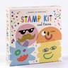 Box of a stamp kit with colorful faces on a white background