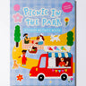 Sticker activity book cover titled 'Picnic in the Park' with colorful illustrations on a light blue background.