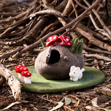 Fairy Toadstool House with Rabbit Toy