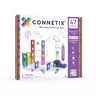 Connetix Ball Run Launcher Pack toy box, featuring a white front with colorful magnetic tile graphics and a purple side panel indicating 47 pieces.