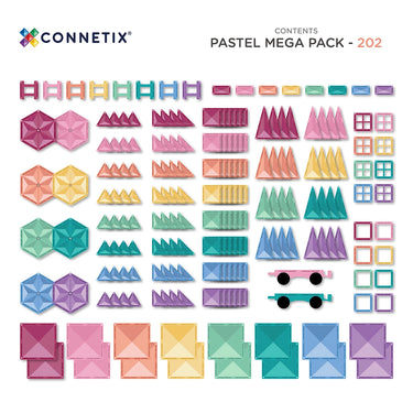 Collection of colorful connetix tiles with a brand label on a white background