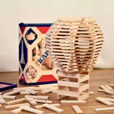 An intricate structure made using Kapla building blocks