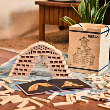 Kapla Blocks Building Planks & Art Book - 280 Natural Set - Deluxe Wooden Box