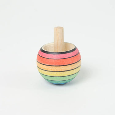 A colourful spinning top on a white background  