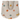 Beige tote bag with colorful polka dot pattern on a white background