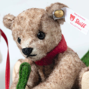 Mama Teddy Bear and Cub on the Holly Express