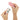 Two small animal-shaped objects, one pink and one white, held in hands against a white background.