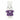 White crocheted bunny toy with a purple dress on a white background