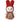 Crocheted toy resembling a character with a red hood and beige body on a white background