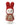 Crocheted toy resembling a character with a red hood and beige body on a white background
