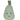Knitted pear-shaped toy with a face on a white background