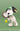 Plush Snoopy toy dog with a tennis racket and ball on a green background