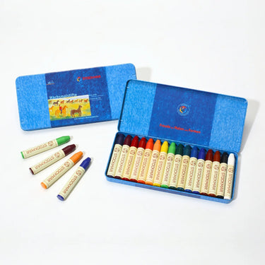 Stockmar Wax Crayons with Pure Beeswax, 16 Colors in a Metal Tin