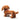 Brown plush dog toy with a plaid bow tie on a white background